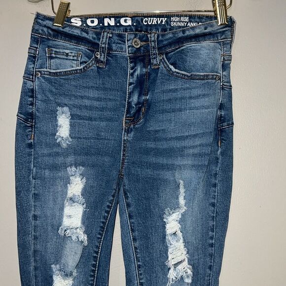 SONG curvy high-rise skinny ankle distressed denim jean size 3/26 - Picture 3 of 9